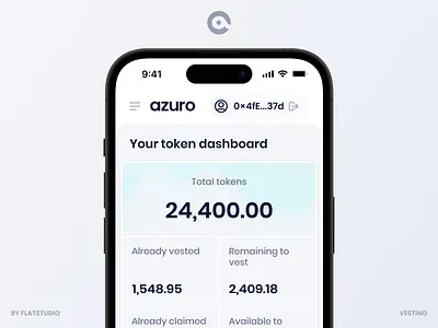Azuro Token Dashboard & Vesting – Mobile UI with Motion animation azuro crypto dashboard decentralized defi design dex interface light mobile motion motion design token ui web web3 іnteraction