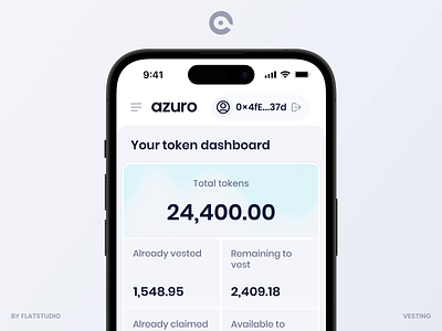 Azuro Token Dashboard & Vesting – Mobile UI with Motion animation azuro crypto dashboard decentralized defi design dex interface light mobile motion motion design token ui web web3 іnteraction