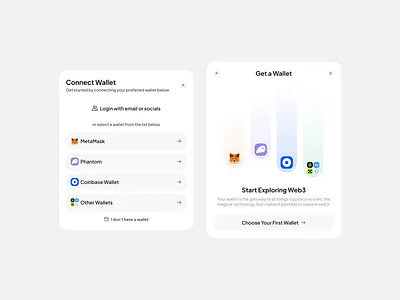 Connect to Wallet Modal minimalist mobile app modern ui ui design web design web3