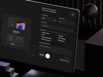 UI8 Studio - Custom Contact Form 3d agency animation clean contact contact form dark landing page minimal studio ui ui8 web web design website