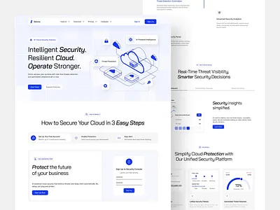 SaaS Cloud Security Landing Page ai b2b clean cloud cloud app cloud computing cloud server cloud storage database hosting landing page modern saas saas landing page security server technology uiux web design