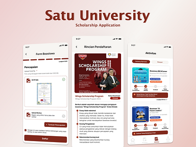 Scholarship Application - Satu University mobile app scholarship app ui