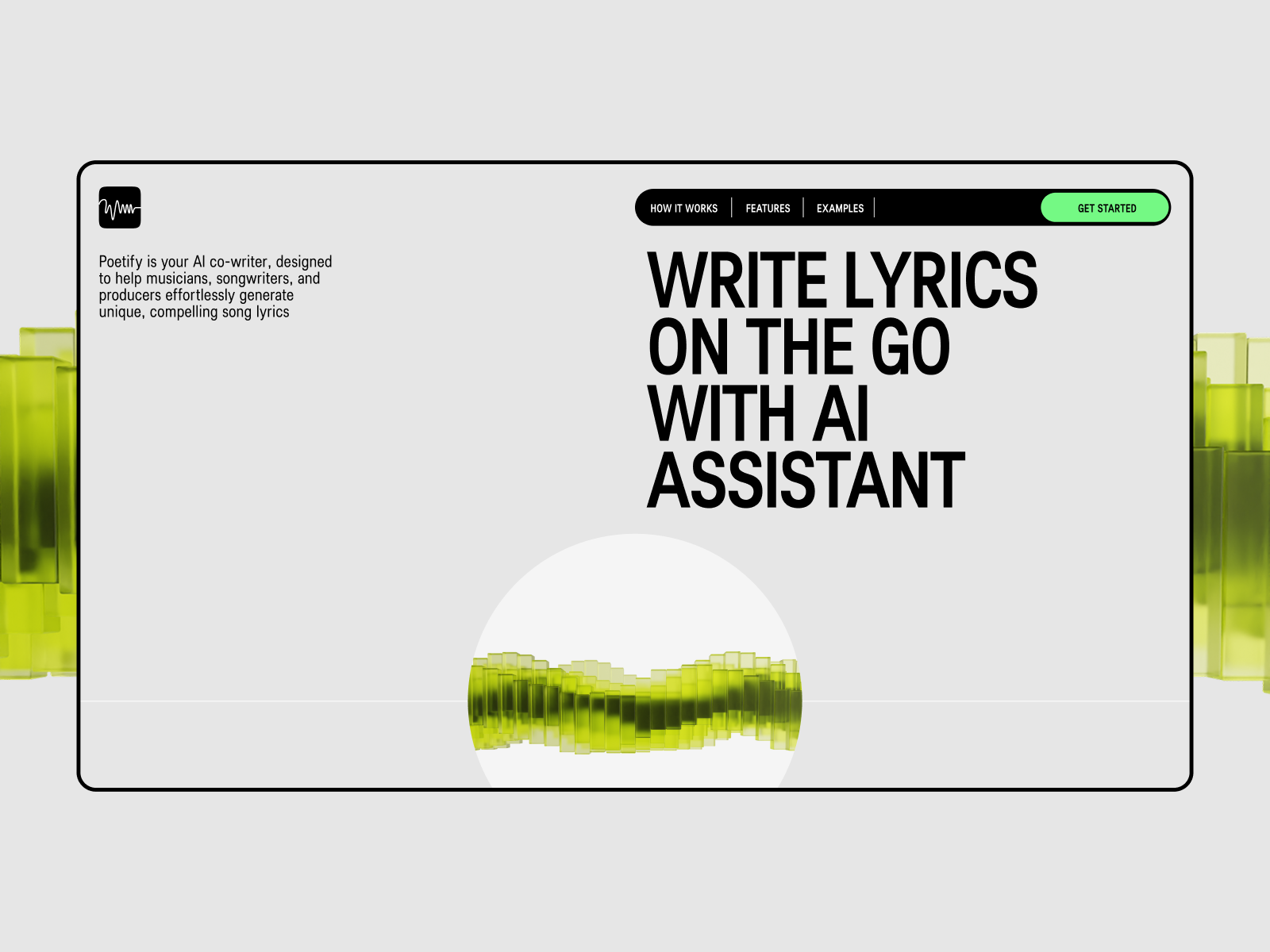 Poetify | AI Assistant 3d ai ai assistant blender concept design grids interaction design interactive interface minimal minimalism swiss design typography ui ux web design website сlean