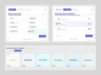 Brandify AI: AI Business Domain Name Generator aibranding aipowered brandidentity branding designforfounders domainnames figma figmadesign namegenerator ui uidesign uiux