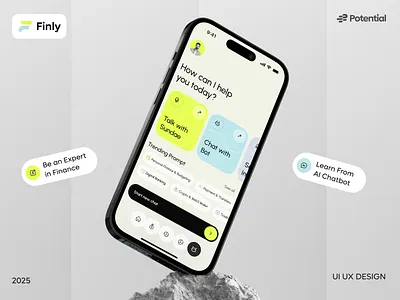 Finly — AI Chatbot Flow | Potential ai ai chat bot app design chat chat bot chatting design figma finance finly fintech fintech app mobile app potential ui uiux design ux