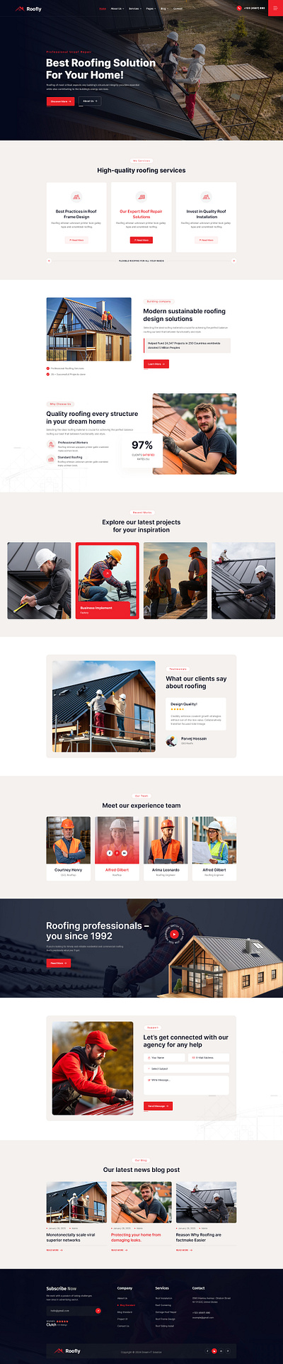 Roofly – Roofing Services Elementor WordPress Theme house roofing