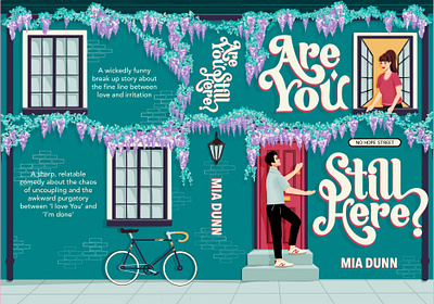 Are You Still Here Book Cover Design book illustration bookcover character design design editorial design female illustrator hand drawn hand lettering illustration passion project procreate romance novel
