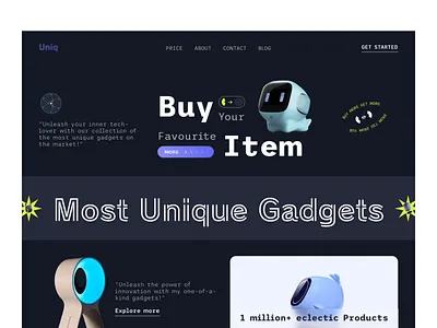 Unique Gadgets Store Website ai robot artificial intelligence gadget store machine learning online store robotics web design website website design