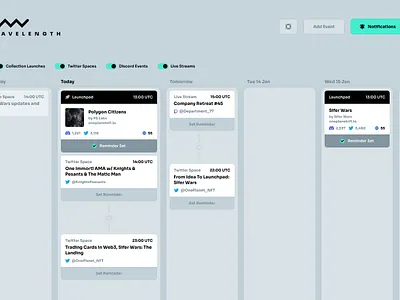 Wavelength - Polygon Events Tracker grey timeline ui web3