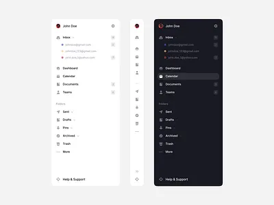 Sidebar Look and Feel branding clean dark dashboard design email interface light navigation sidebar ui