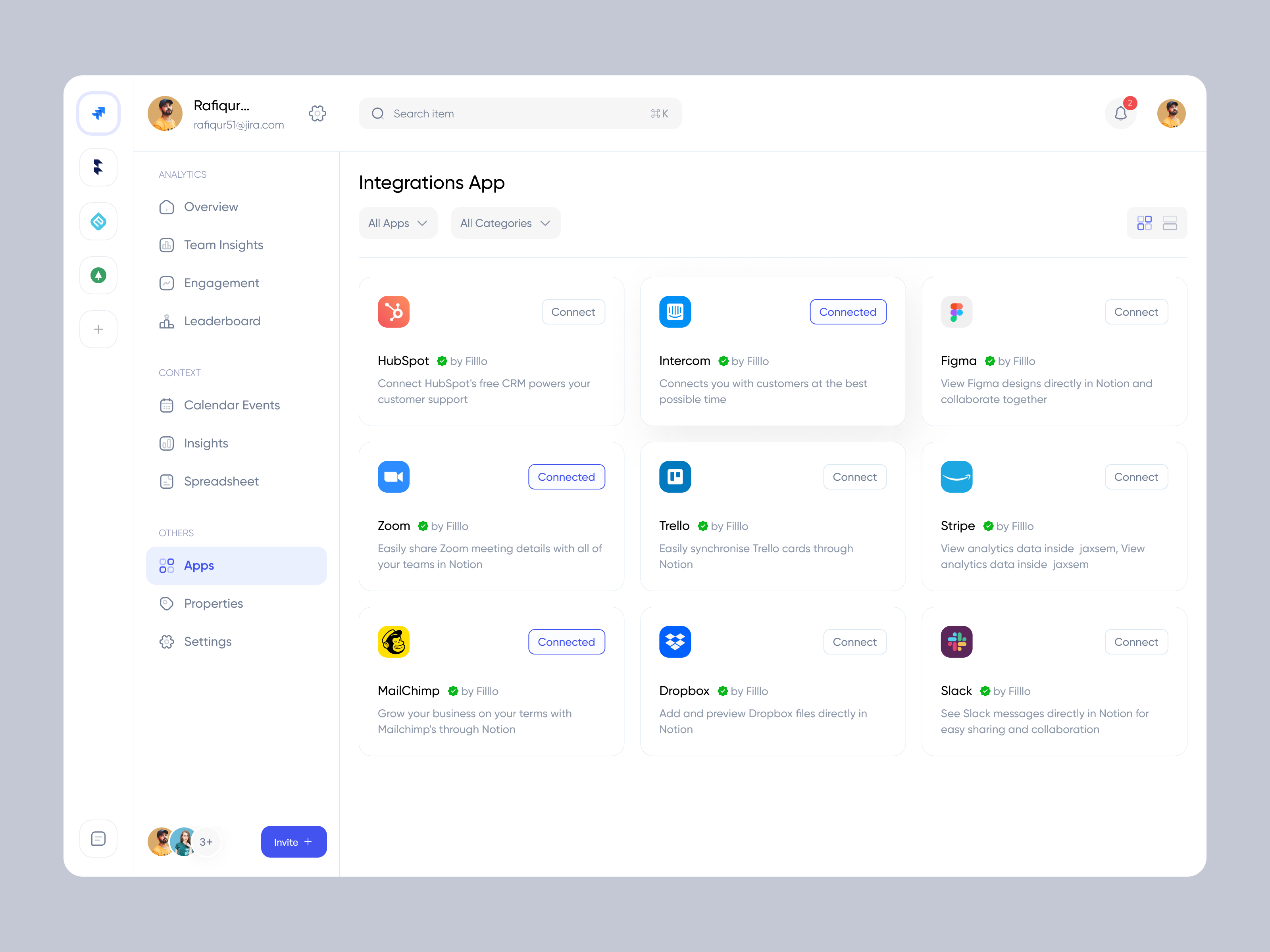 TimeTracker - Integrations App Page by Rafiqur Rahman for Filllo Design ...