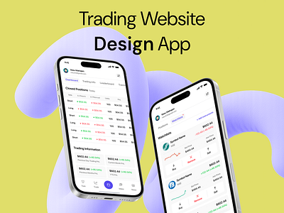 Trading Mobile App card design app dashbaord design landing page trading website mobile design mordern mobile app stocking mobile app tables design mobile trading app website design