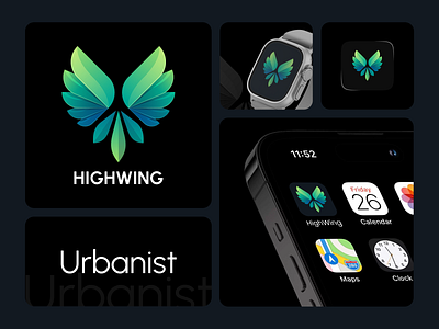 Highwing Branding ai logo brand design brand guideline brand identity brand template branding iphone mockup logo design trademark trading logo web