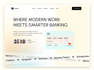 AstroBank Hero Design 3d website bank landing page bank website design banking app design banking website design dashboard finance landing homepage landing page saas ui design ui ux user interface web design website design