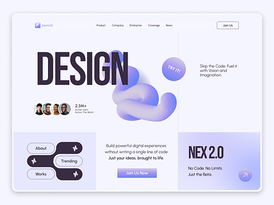 DevGrill Homepage Design 3d 3d website homepage homepage design landing landing page design no code builder website ui design ui ux user interface web design website design