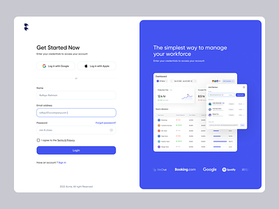 TimeTracker - Sign Up/Sign In Page b2b clean create account figma log in login minimal moden onboarding registration saas saas design sign in sign up signin signup split screen ui user interface webflow
