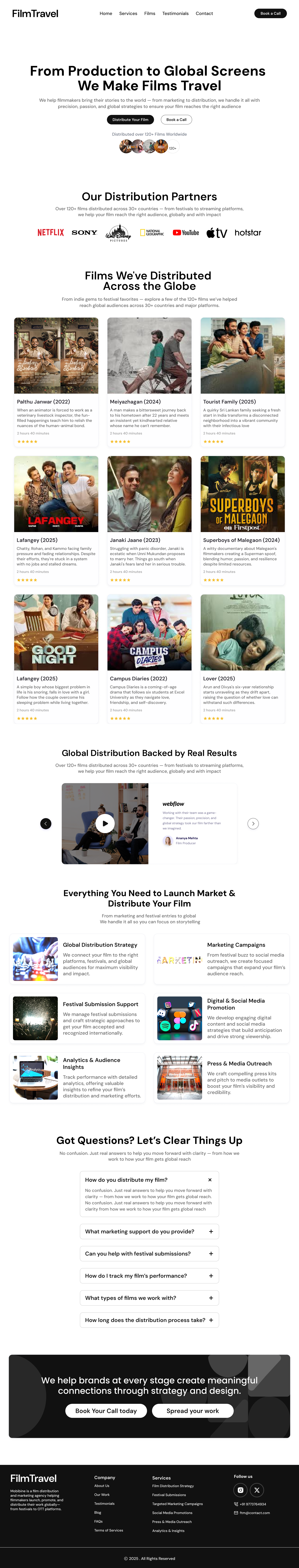 Website design for Film Distribution & Marketing Company branding design graphic design landing page ui uiux ux web web design web development website