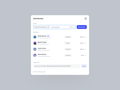 TimeTracker - Add Member Modal add member camponent card cards component copy dashboard manager minimal modal modala panel pop over pop up popup saas saas design team management team member web app