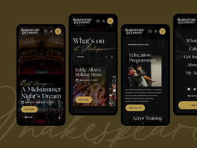 Theatre Company Homepage Mobile Concept agency app branding design home page homepage illustration landing landing page logo marketing mob mobile shakespeare theatre ui ux web