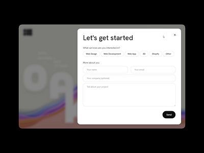 Contact Form Popup Animation after effects animation clean design creative figma form design interaction design interface microinteraction minimal modal motion graphics popup springy animation transition ui user interface ux design webdesign website