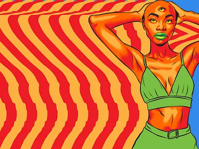 Funky Woman beauty figurative art illustration pop art psychedelic vector woman