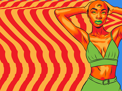Funky Woman beauty figurative art illustration pop art psychedelic vector woman