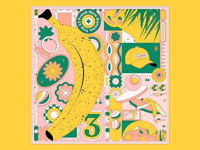 Fresh 🍌 banana color combo color palette colorful design fresh fruit green grid illustration illustrator pink stickers symbols vector vector art vector illustrator vectorart vibrant yellow