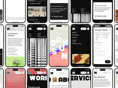 OAKSUN Studio - Mobile Experience 3d design animation clean ui dark theme gsap interaction design interface landing page minimalist mobile design mobile ui modern ui motion design portfolio responsive design studio website typography ui design ux design web design