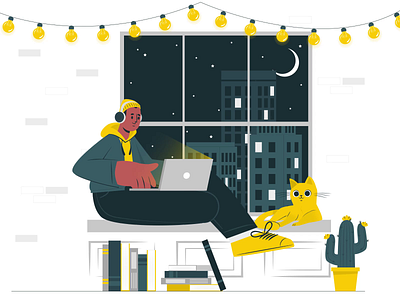 In Rhythm with My Cat 🎧💙 2.5d 2d 2d animation ae after effects animation cat character characteranimation design duik explainer graphic design illustration motion graphics music vector