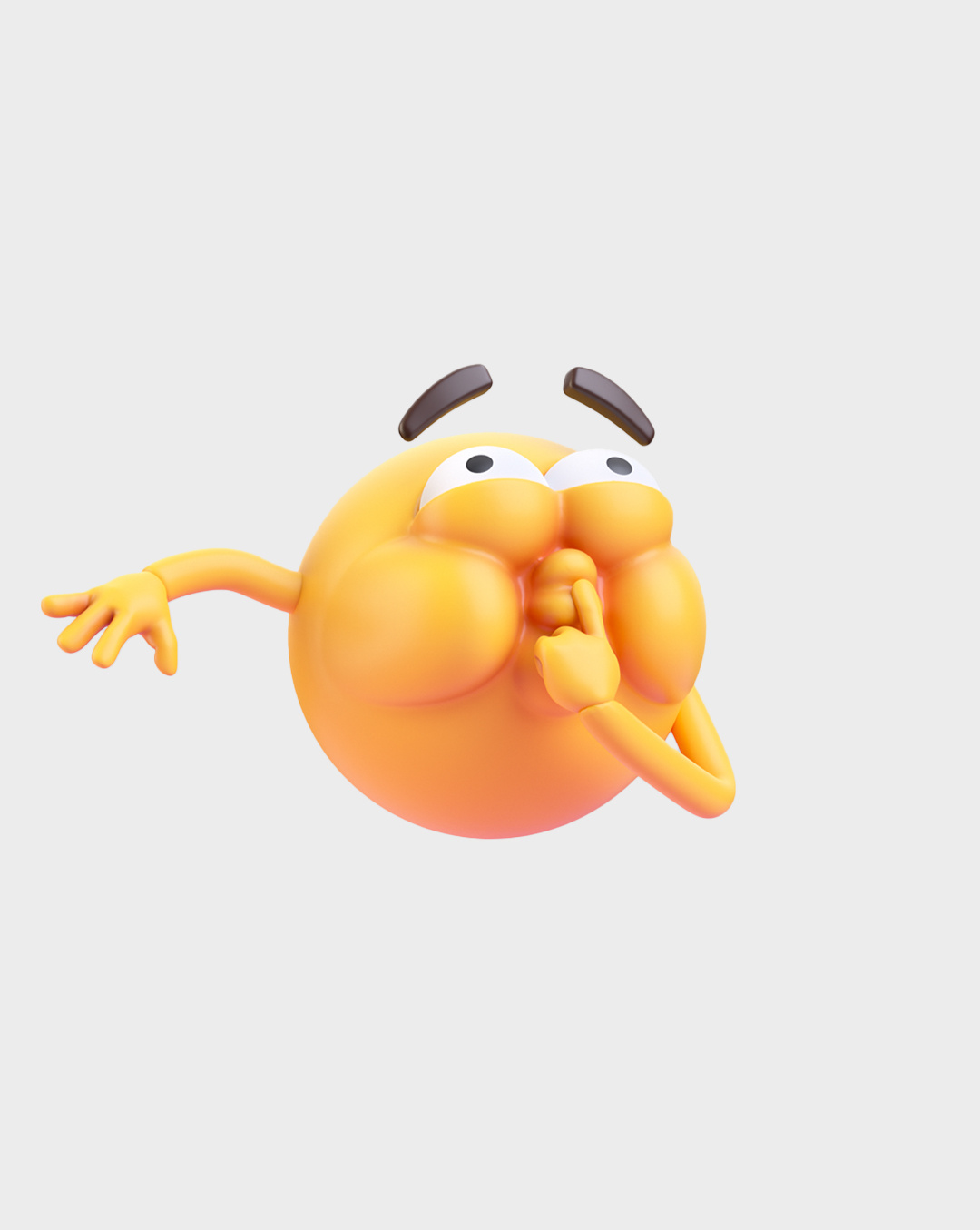 Don't tell anyone. 3d branding cgi character design emoji foreal illustration logo