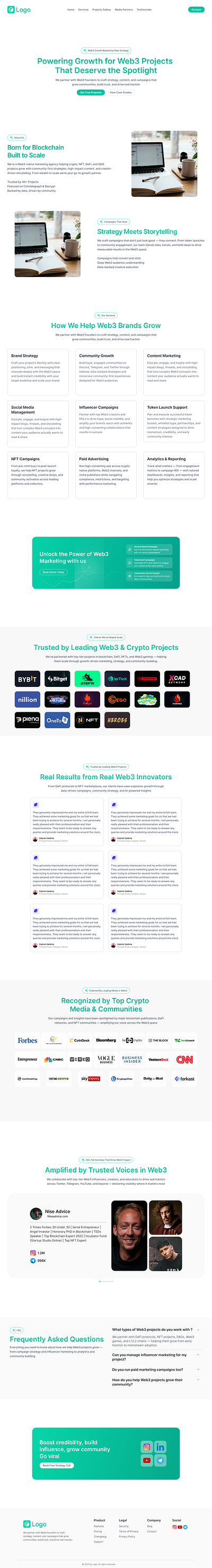 Landing page - Web3 Marketing Company agency branding crypto landing page marketing ui uiux ux web design web development web3 website