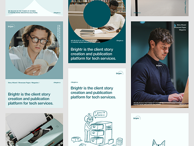 Brightr — Brand Atlas b2b branding brandsystem campaign colourpalette designmockup gridlayout illustration minimal photography saas socialtiles storytelling tech visualidentity