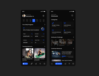 Fitness App Mobile UI - Workouts ai app branding design figma health illustration landing page logo mental ui ux website
