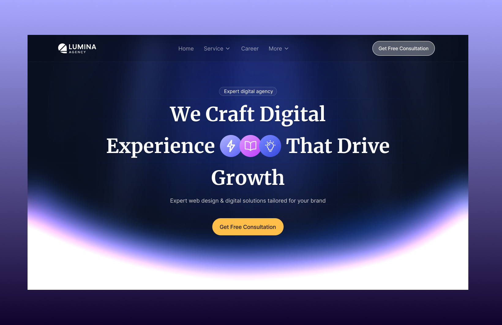 Agency Hero Section Design in Figma 3d agency website animation branding company portfolio design and development figma framer interaction motion graphics prototype ui uidesign uiux