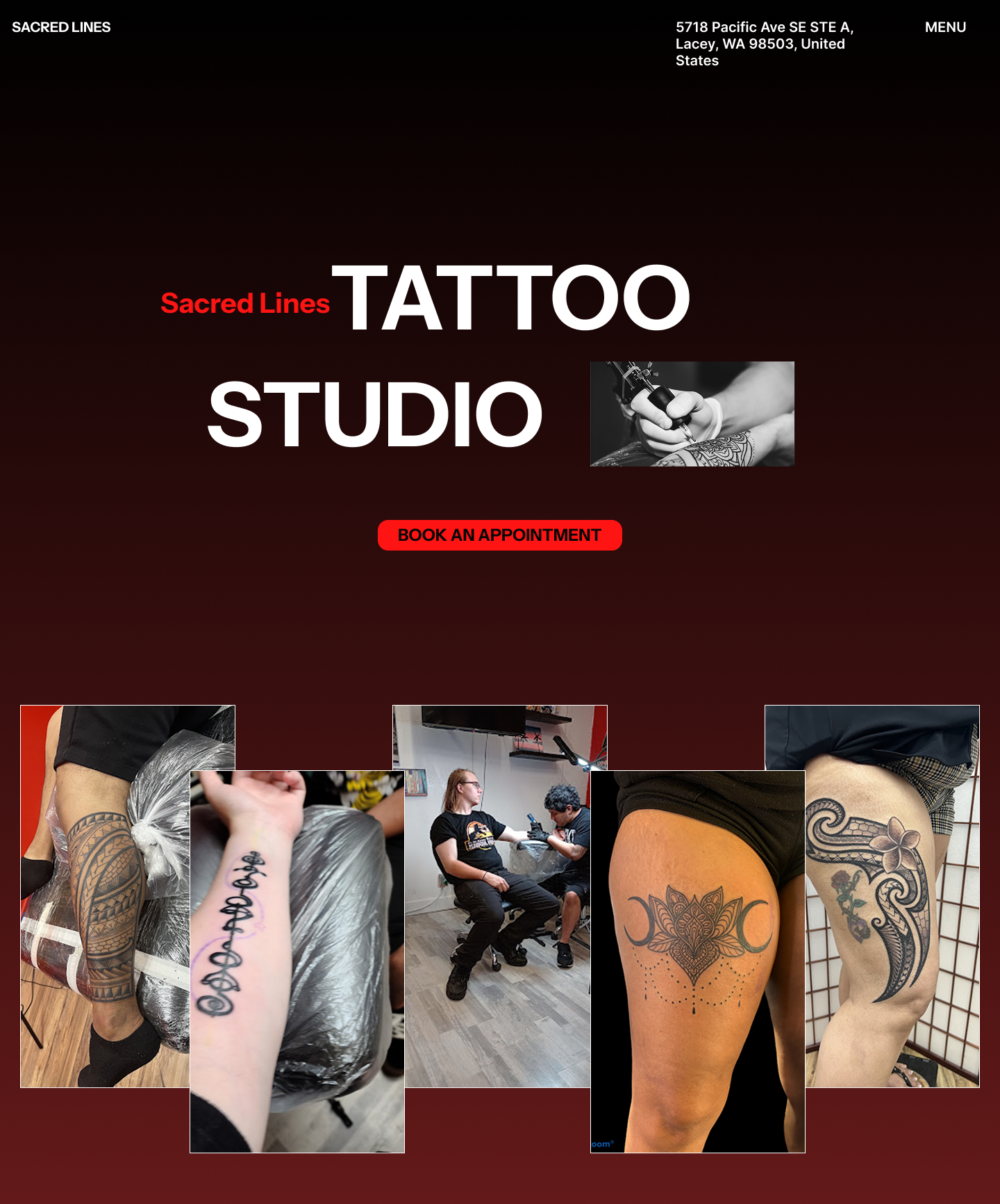 TATTOO STUDIO HEADER WEB DESIGN dark minimalistoc ear piercing figma templates framer templates minimalistic website tattoo tattoo studio website webdesign