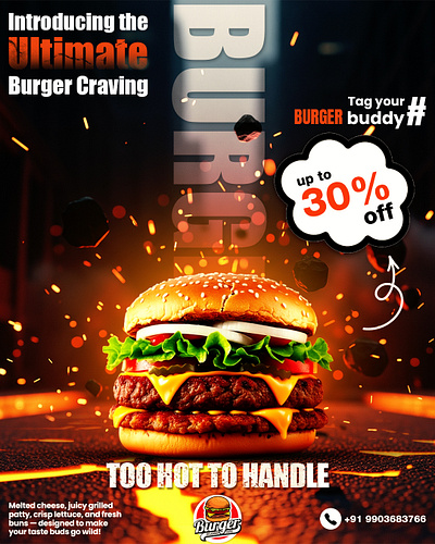 🔥 Introducing the ULTIMATE Burger Craving! 🔥 branding burger burger branding burger poster burger social media post design trend fas food poster fast food design food poster food poster design social media branding social media post design