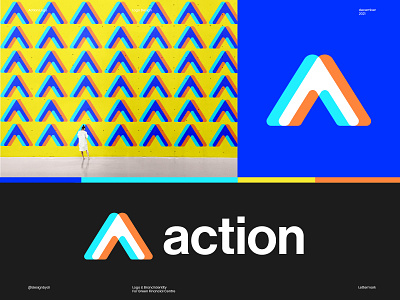 Action Logo design action brand brand identity branding colorful design fun lettermark logo minimal modern monogram tech