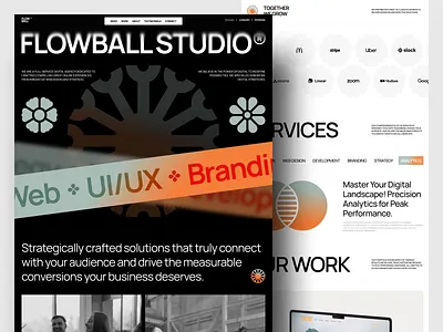 FLOWBALL Studio Web 🌸 - Digital Agency Concept agency branding clean dark digital agency digital agency web figma graphic design light minimalistic modern orange simple site ui ux web web design website website design