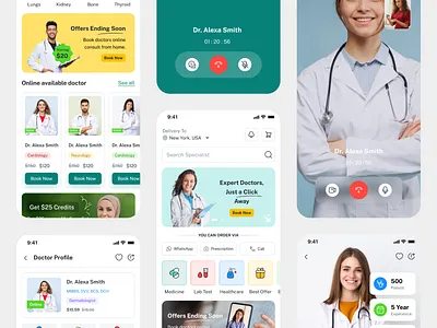Doclyn – Doctor Consultation Mobile App Figma UI Kits doclyn doctor app doctor booking app doctor consultation mobile app doctor finder app figma freebies health hospital lab test patient app telemedicne app template ui uikits video call app video consultation app