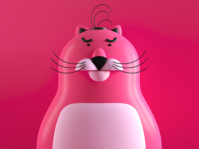Raspberry Baron is a cartoon cat with a prowess of manners 3d animal branding design domestic animal graphic design pink shiny
