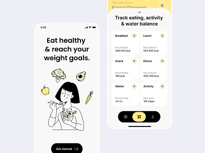 The Fiber app android app app design design food health healthy app illustration illustration app illustrations ios ios app design onoboarding sketches ui ux