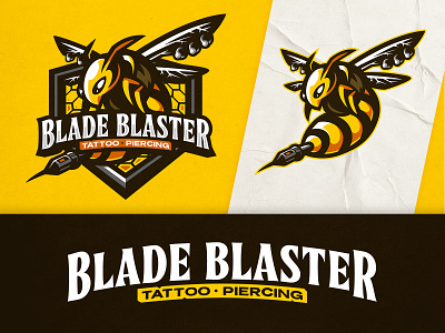 BLADE BLASTER Tattoo and Piercing bee bold branding design esports gaming logo graphic design hornet illustration lettering logo sportslogo tattoo