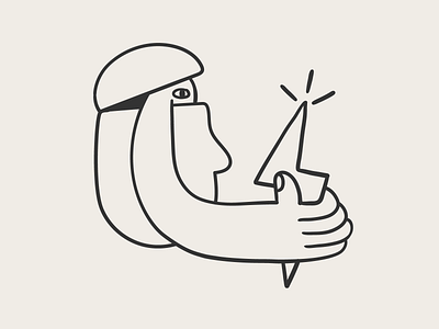 The Big Idea abstract black clever design flat friendly fun graphic design head idea illustration line minimal simple thunder vector