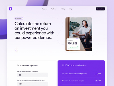 ROI Calculator – Exploration 1 calculator form landing page roi roi calculator saas saas design saas website ui ui design web design website