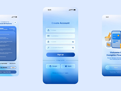 Domphin - Finance Mobile App agency animation app ui b2b bank clean ewallet finance fintech graphic design ios mobile mobile app money money transfer payment saas startup transaction ui