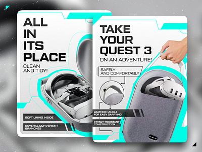 VR Case Promo Design: Clean, Safe, and Ready to Go! 👟 clean design futuristic futuristic design graphic design meta package design packaging product promo promo design quest3 tech ui uidesign vr