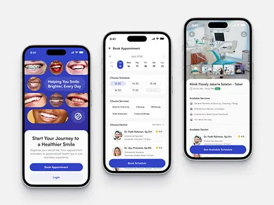 Dental Mobile App Exploration app calendar clean clinic design doctor find fireart smile stomatology teeth ui ux