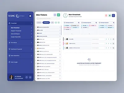 Ticketing & Timesheet UX Redesign app clean design erp intranet management manager rh ticker ticket time timesheet ui ux web