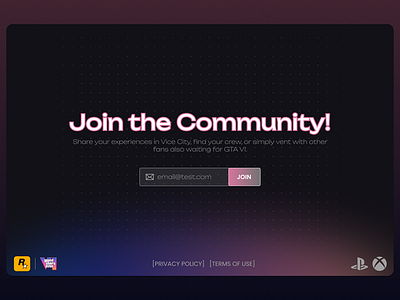 GTA VI CTA branding call to action community cta email figma footer graphic design gta gta 6 join rockstar games trend ui