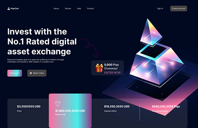 Crypto exchange landing page design illustration interactiion design prototype ui ux